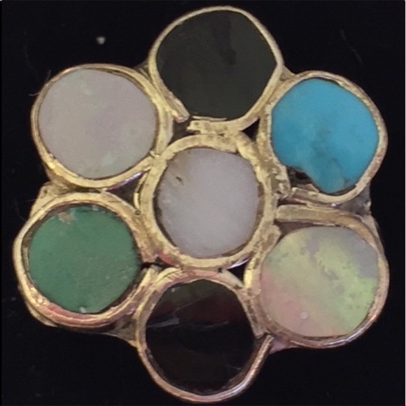 925 SterlingSilver(?) Artisan💍w/7 Gemstone 5 - Picture 2 of 8